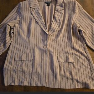 NY&C Striped Cream Single-Button Blazer